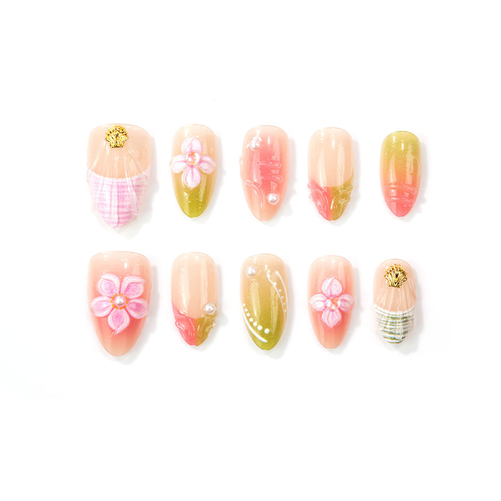 Artistic Floral-Themed Press-On Nail Set Kalsten