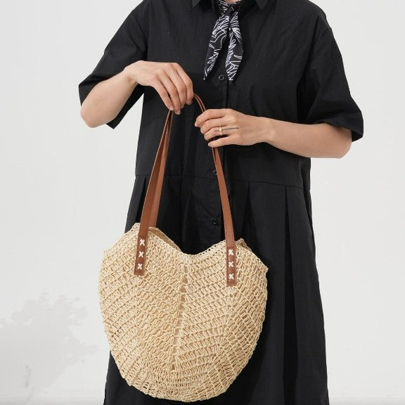 Elegant Bast shoulder bag with leather accents Kalsten