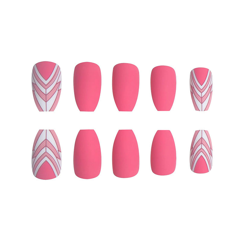 Trendy Geometric Pattern Long Press-On Nails Kalsten