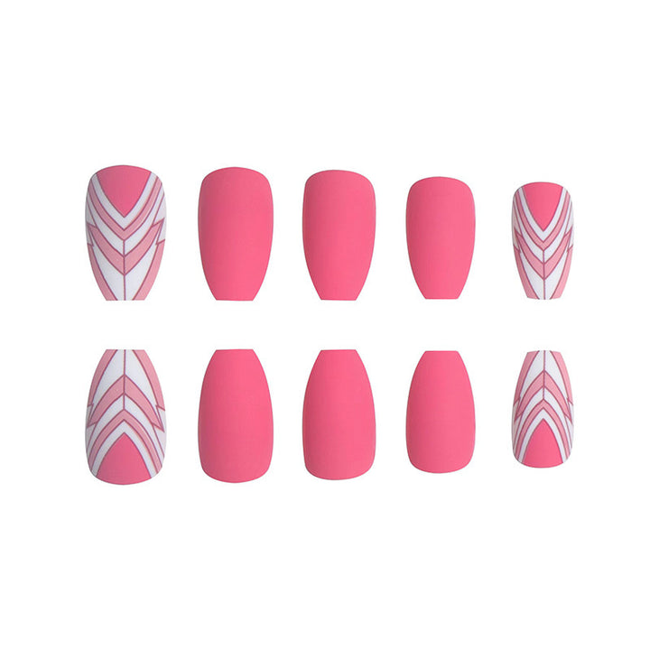 Trendy Geometric Pattern Long Press-On Nails Kalsten