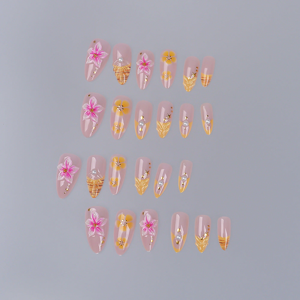 Decorative Floral Press-On Nail Set Kalsten