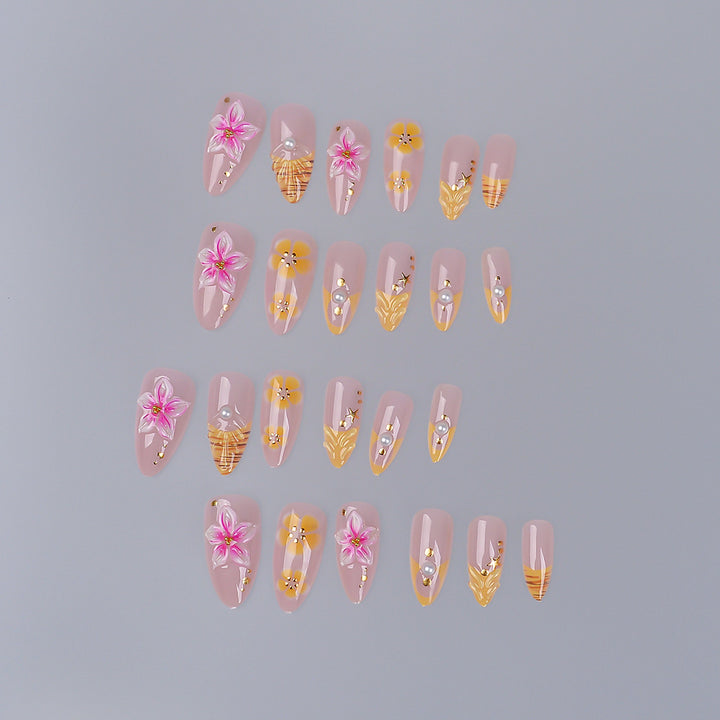 Decorative Floral Press-On Nail Set Kalsten