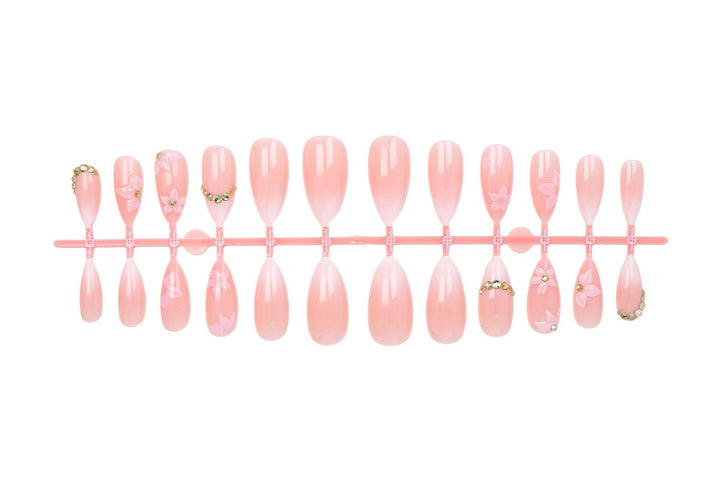 Artificial nail set with romantic flower and glitter accents Kalsten
