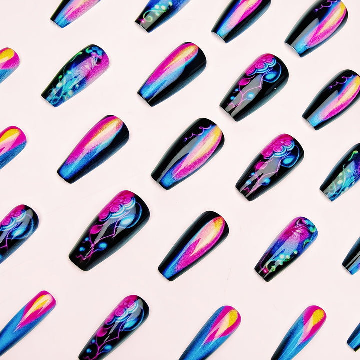 Creative artificial nails with neon accents Kalsten