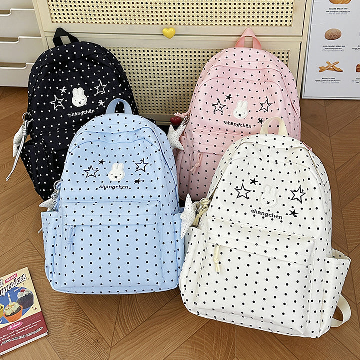 Playful Polka Dot Bunny-Themed Backpack Kalsten