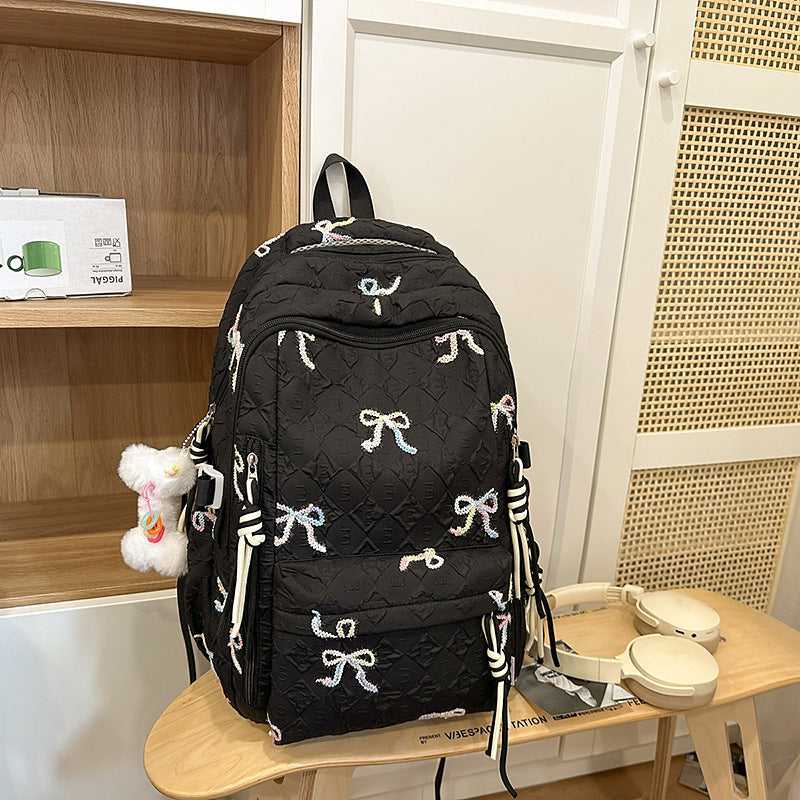 Quilted Bow-Detail Fashion Backpack Kalsten