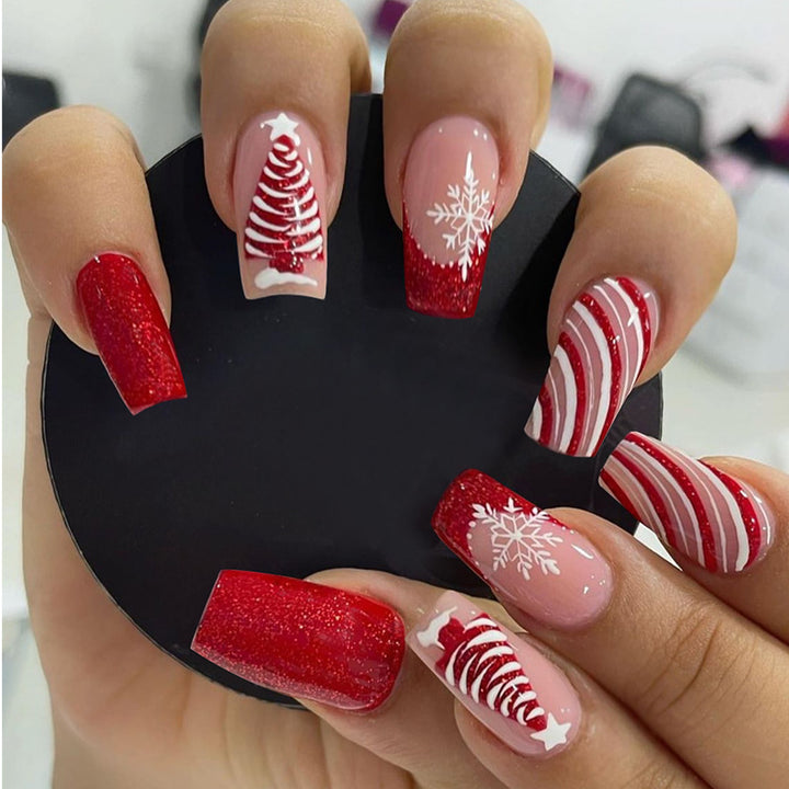 Festive Glittery Press-On Nail Set Kalsten