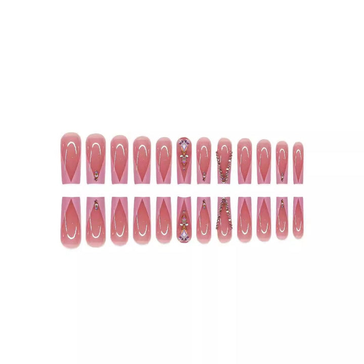 Decorative Press-On Nail Set with Rhinestone Accents Kalsten