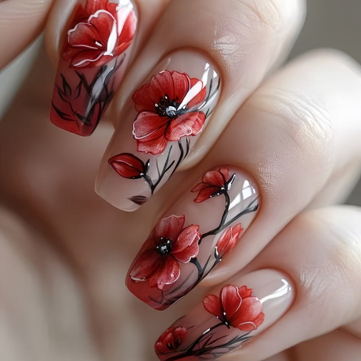 Artificial Nails Set with Floral Design Kalsten