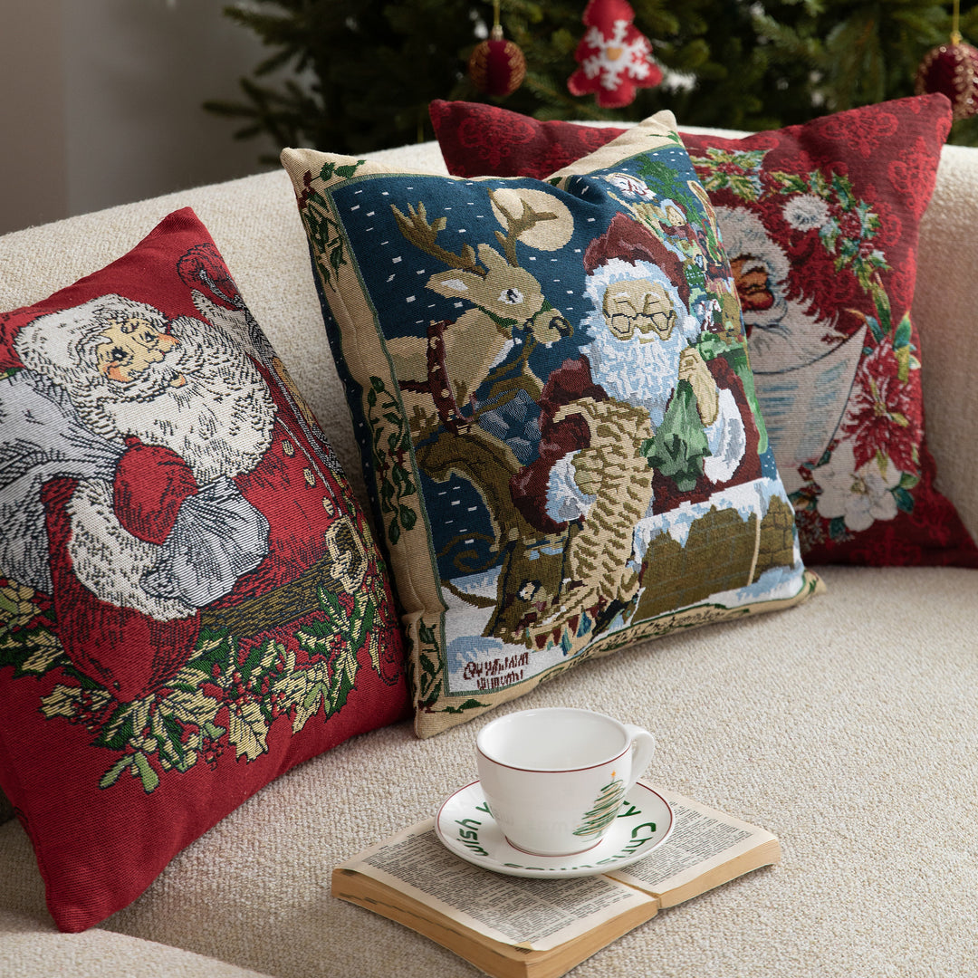 Christmas tapestry cushion cover with Santa motif and tapestry-like weave structure Kalsten