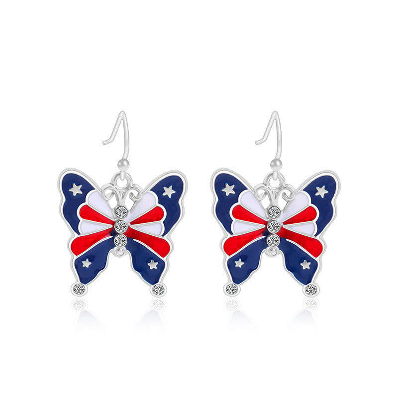 Women's long multi-layer star drop earrings with crystal embellishments and rhodium-plated alloy Kalsten
