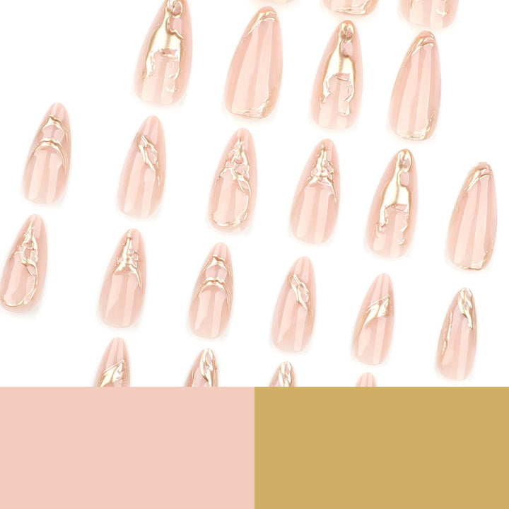 Artful Nail Extensions with Fine Golden Accents Kalsten