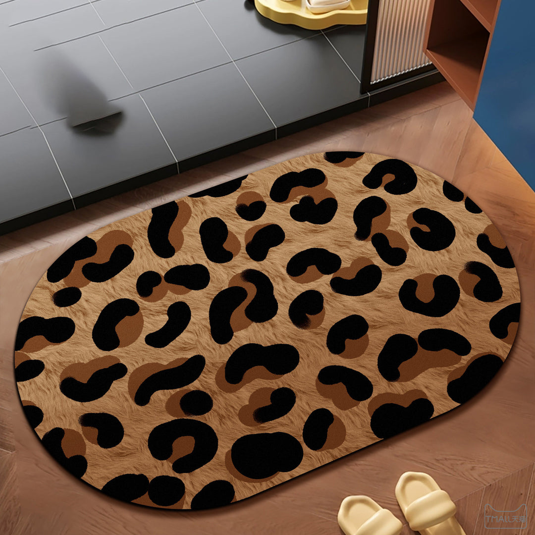 Plush Leopard Print Area Rug