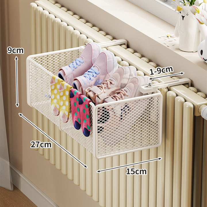 Radiator-Mounted Mesh Shoe & Sock Drying Basket with Adjustable Clamp