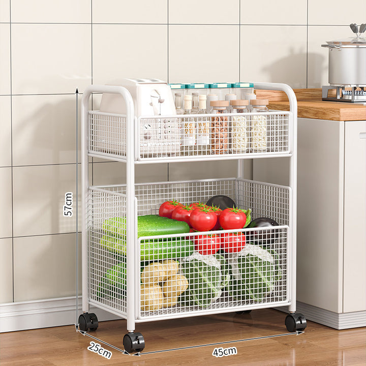 Rolling Kitchen Storage Organizer with Adjustable Mesh Baskets Kalsten