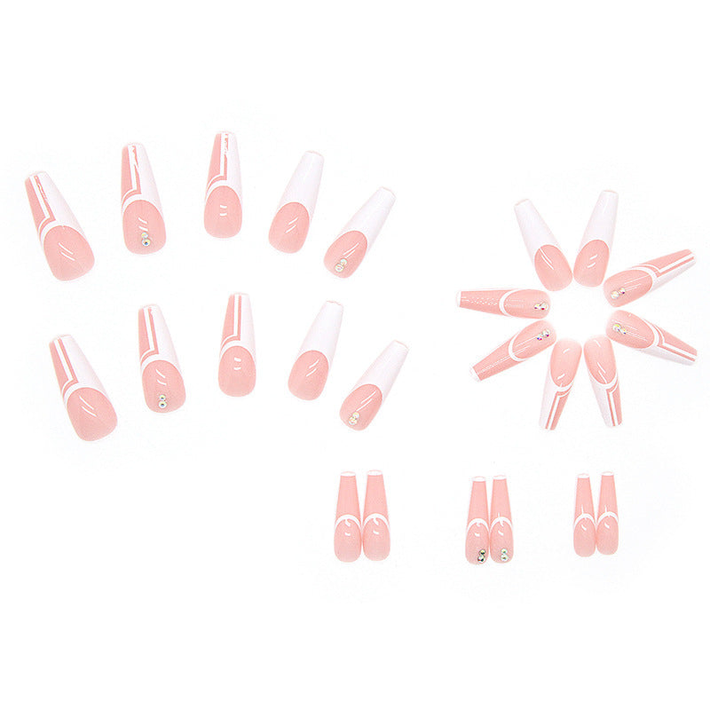 Artificial nails with elegant geometric designs and glossy finish Kalsten