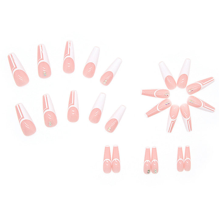 Artificial nails with elegant geometric designs and glossy finish Kalsten