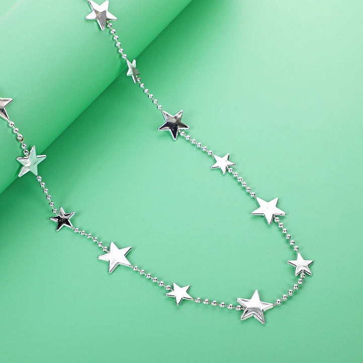 Women nan long Statement Necklace with star beads and ball chain Kalsten