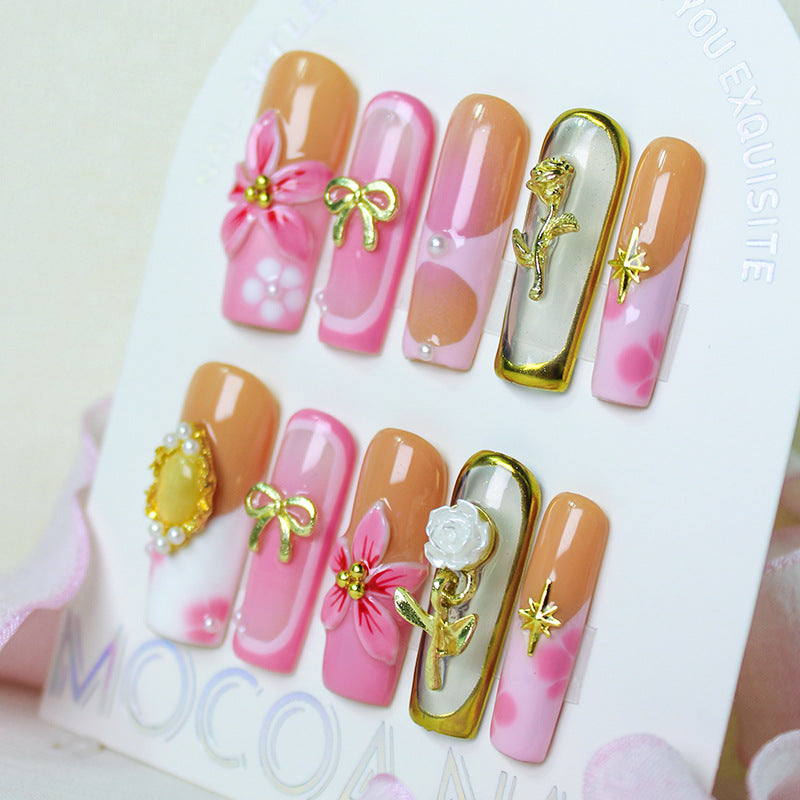 Artificial nail set with luxurious floral and glamorous decorations Kalsten