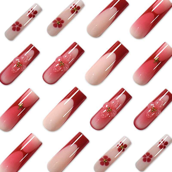 Elegant Floral Print Press-On Nail Set Kalsten