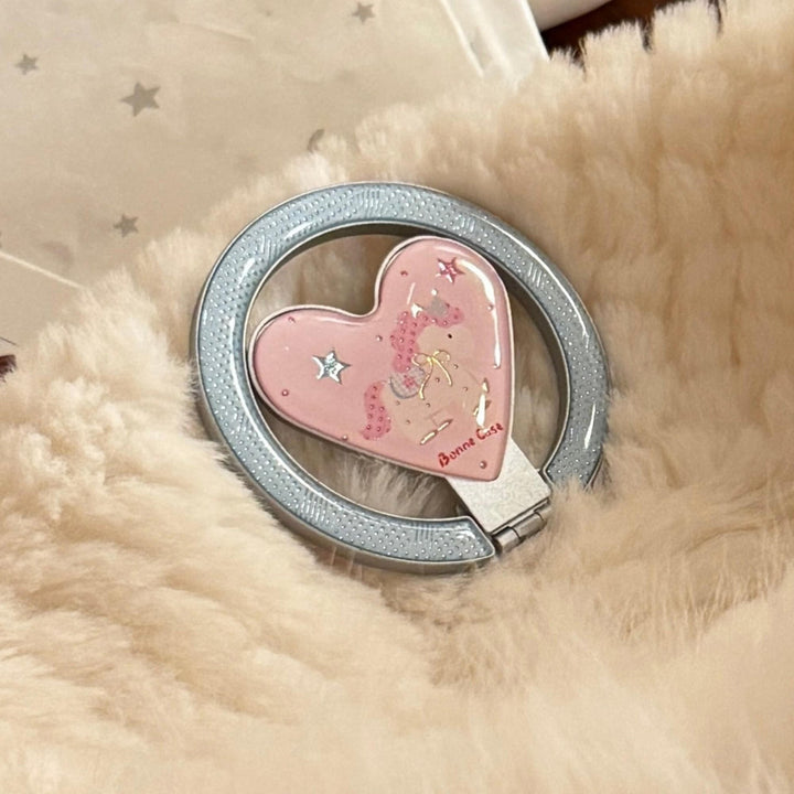 Hand mirror in heart-shaped design with unicorn motif Kalsten
