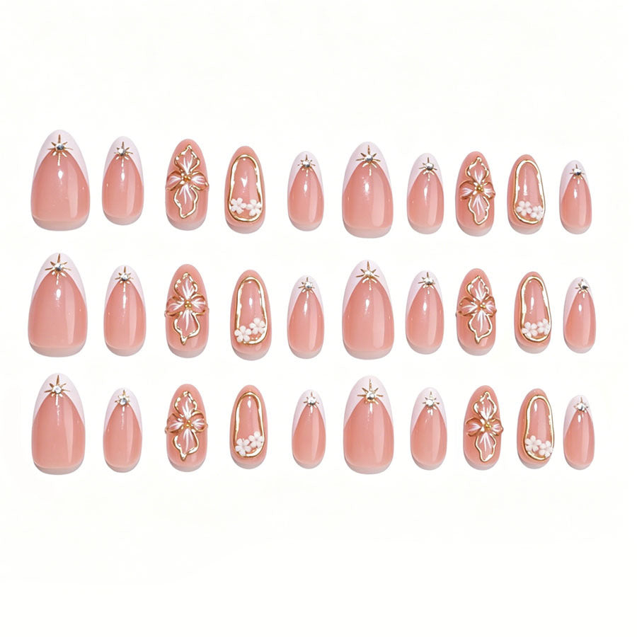 Elegant Floral Accent Press-On Nails Kalsten