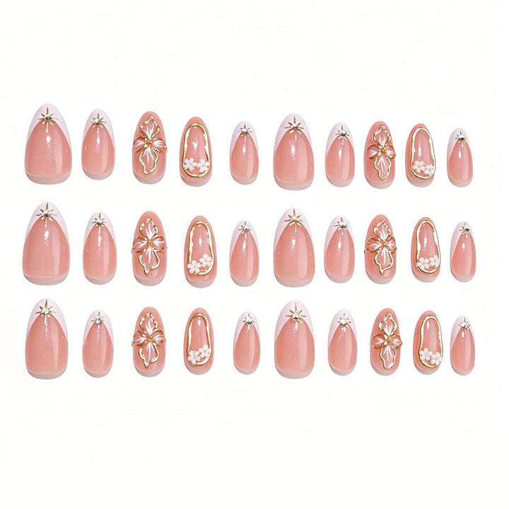 Elegant Floral Accent Press-On Nails Kalsten
