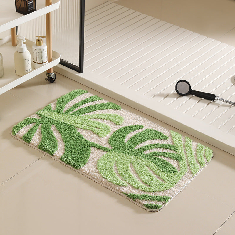 Artistic Leaf Pattern Bath Mat