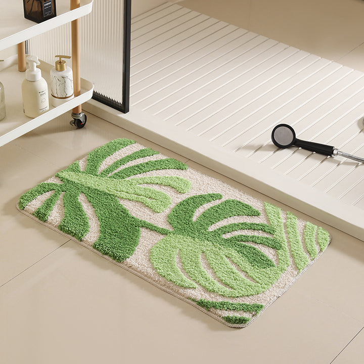 Artistic Leaf Pattern Bath Mat