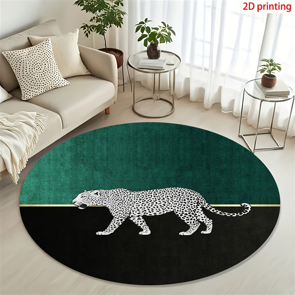 Artistic Leopard-Print Round Floor Mat