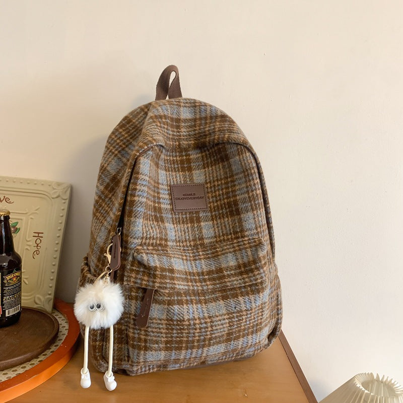 Cozy Plaid Patterned School Backpack Kalsten