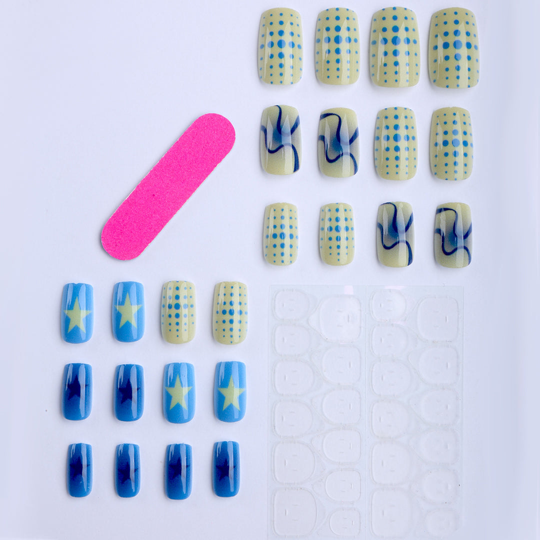 Creative Geometric and Colorful Patterns False Nails Kalsten