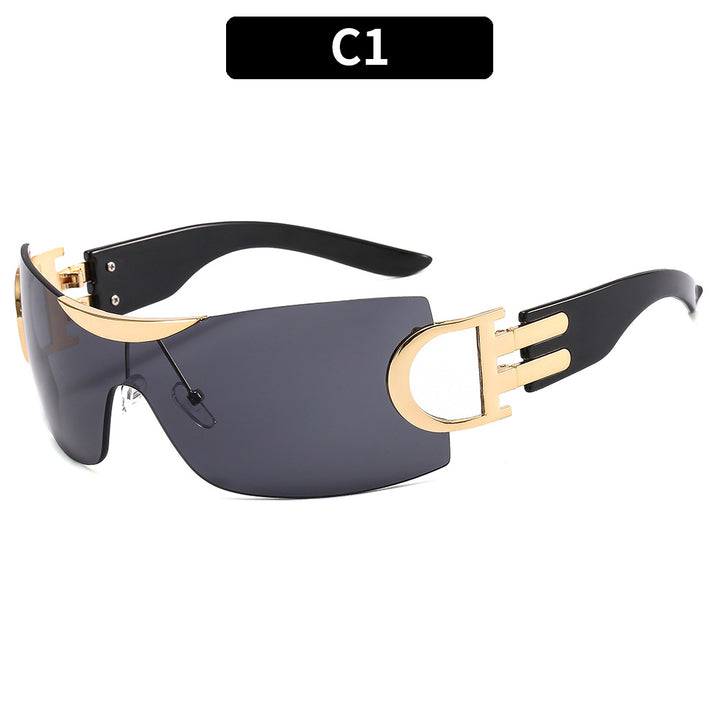 Stylish Shield Sunglasses with Gold Accents