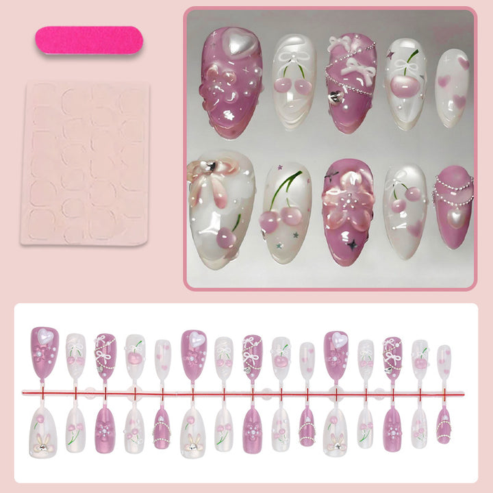 Artificial nail set with creative heart and flower designs Kalsten