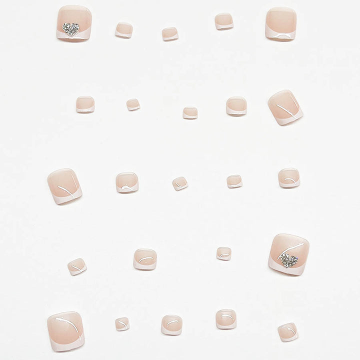 Artifical nail set with glamorous heart design and elegant French tip Kalsten