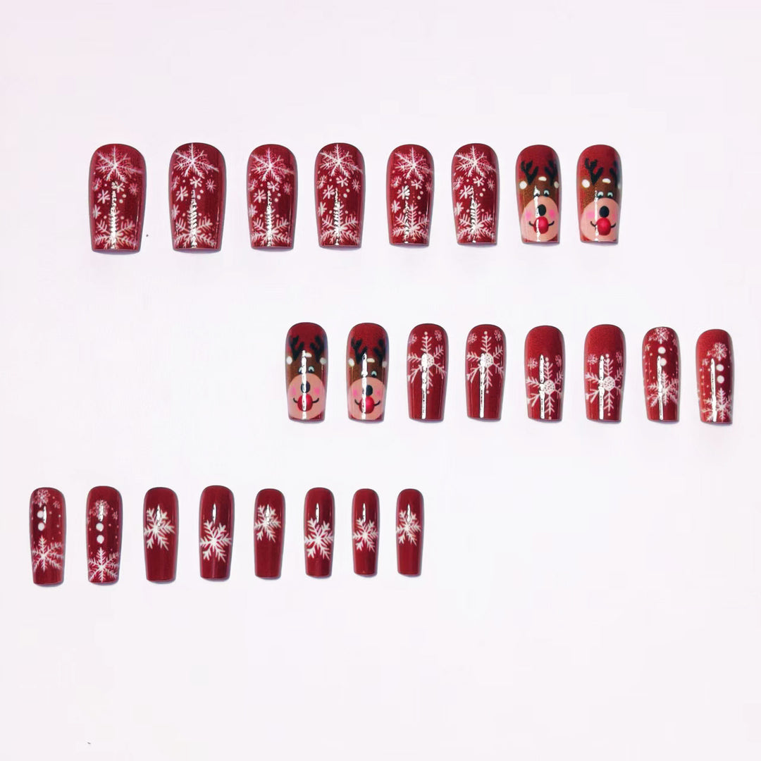 Artificial nails with festive reindeer and snowflake design Kalsten