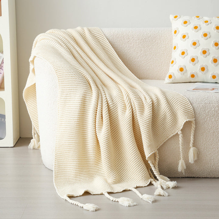 Women’s knitted blanket with decorative tassels Kalsten
