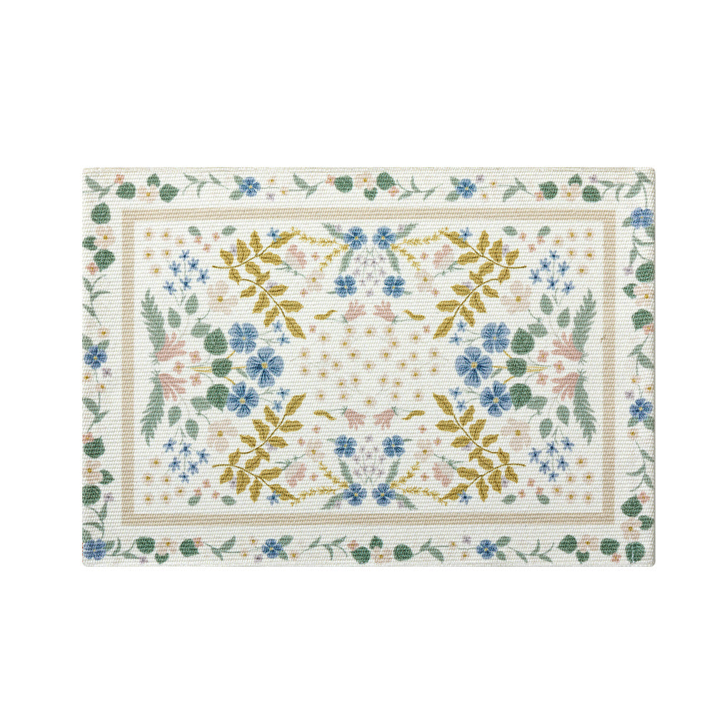 Floral woven bath mat with jacquard structure, absorbent cotton surface and non-slip underside Kalsten