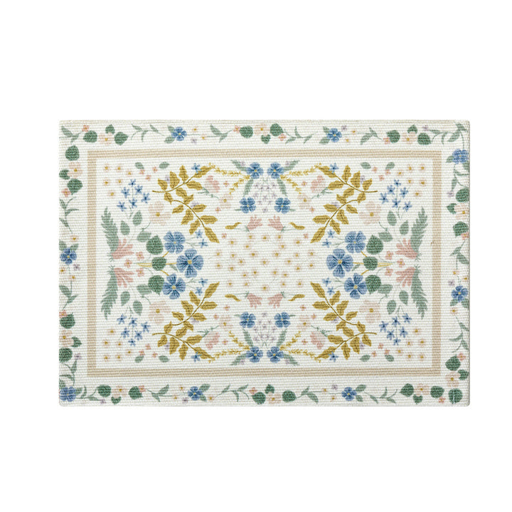 Floral woven bath mat with jacquard structure, absorbent cotton surface and non-slip underside Kalsten