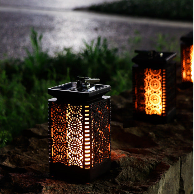 Solar Powered Decorative Metal Lantern With Flickering LED Flame Effect Kalsten