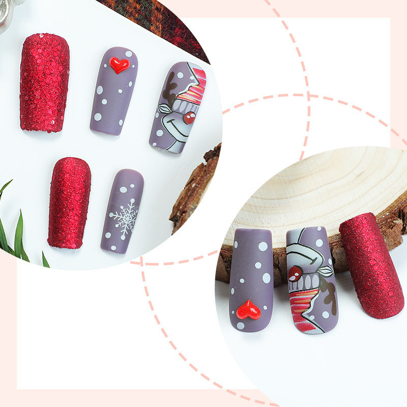 artful nail set with festive glitter and Christmas motifs Kalsten