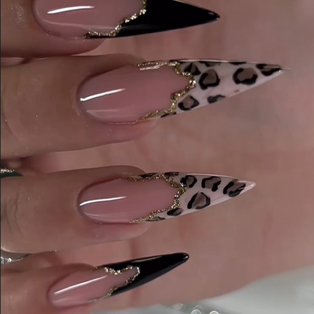 Artful stiletto nails in elegant leopard design Kalsten