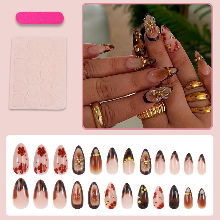 Art Nail Set with romantic floral designs and high-quality embellishments Kalsten