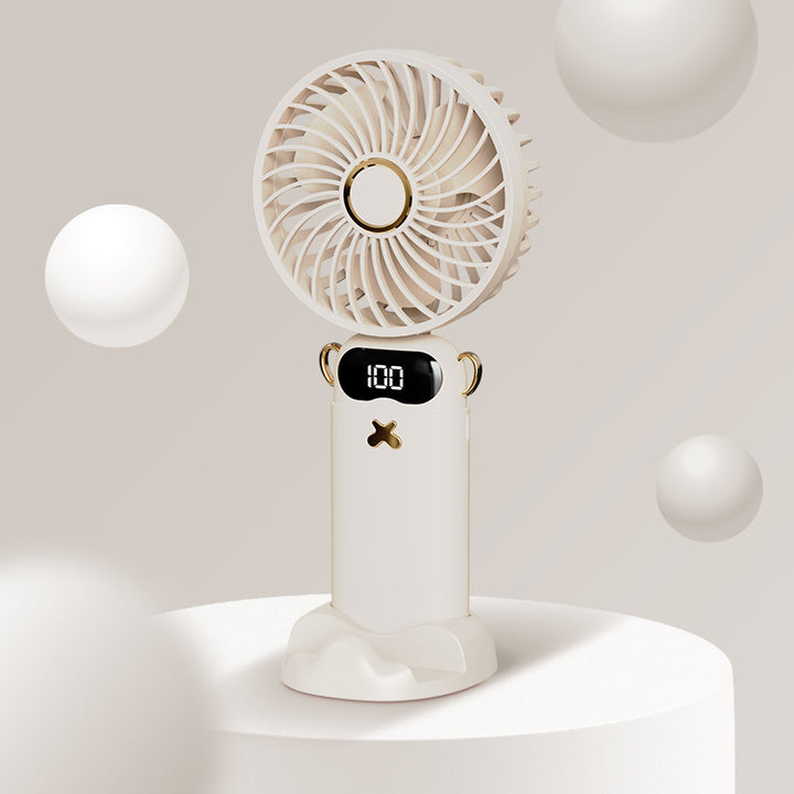 Cooling rechargeable handheld mini fan with digital battery display and cute desktop stand Kalsten