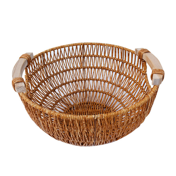 Handcrafted Woven Storage Basket with Wooden Handles Kalsten
