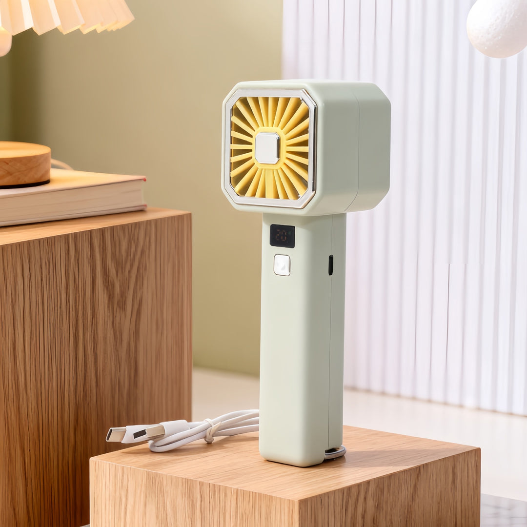 Women's Portable Handheld Fan with LCD Display and USB Charging Function Kalsten
