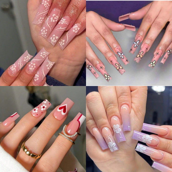 Artistic Floral Ombre Nail Tips Kalsten