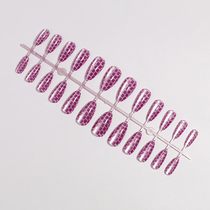 Glossy Stiletto Press-On Nails Set with Reflective Design Kalsten