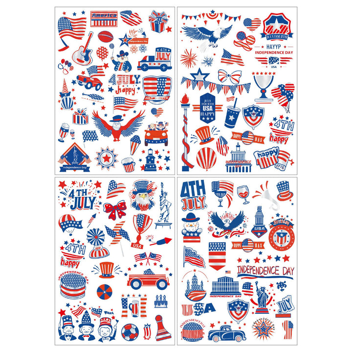 Women's Independence Day patriotic temporary tattoo sheet collection with waterproof skin-safe decals Kalsten