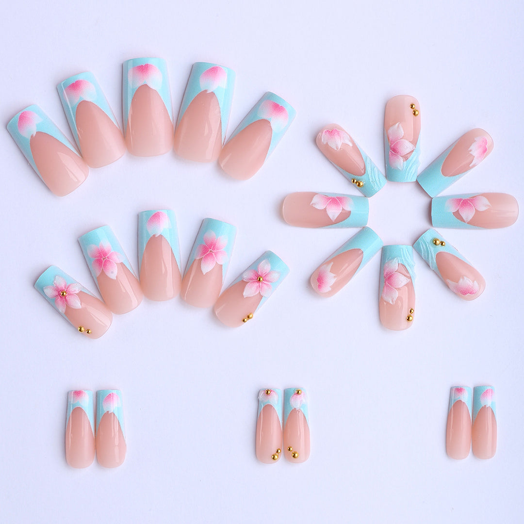 Artificial nails with floral motifs and modern design Kalsten